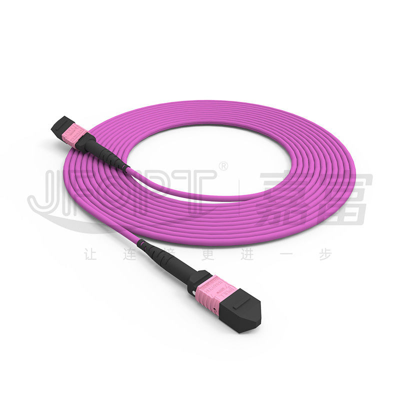 100G MTP প্যাচ কর্ড 24 কোর মাল্টিমোড OM4 50/125 LSZH 3.0-4.0 মিমি হিদার ভায়োলেট জাম্পার