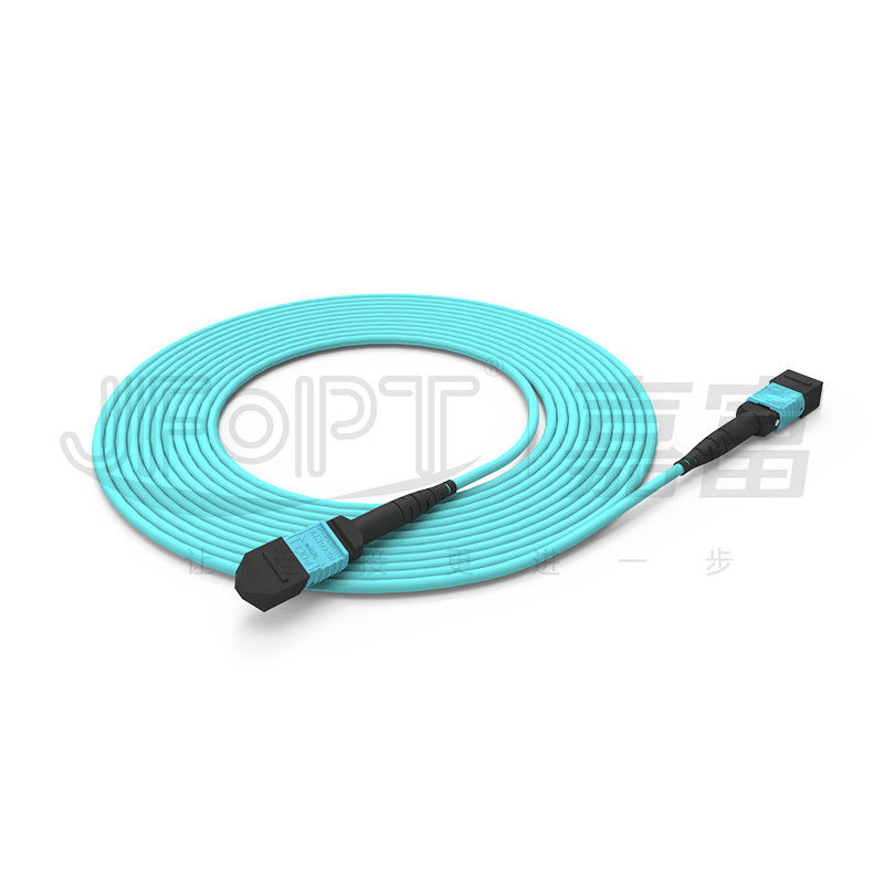 3.0mm LSZH Aqua MTP প্যাচ কর্ড 16 কোর ফাইবার জাম্পার OM3 OM4 OM5 মাল্টিমোড