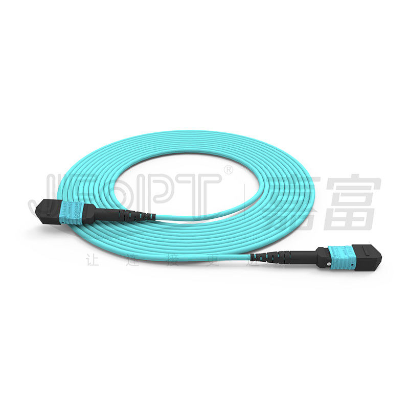 3.0mm LSZH Aqua MTP প্যাচ কর্ড 16 কোর ফাইবার জাম্পার OM3 OM4 OM5 মাল্টিমোড