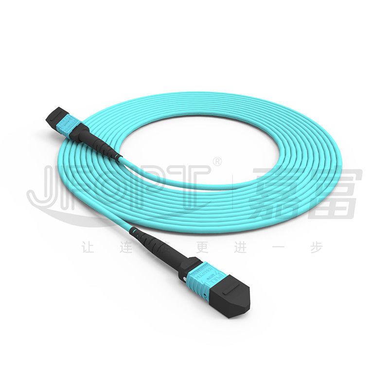 3.0mm LSZH Aqua MTP প্যাচ কর্ড 16 কোর ফাইবার জাম্পার OM3 OM4 OM5 মাল্টিমোড