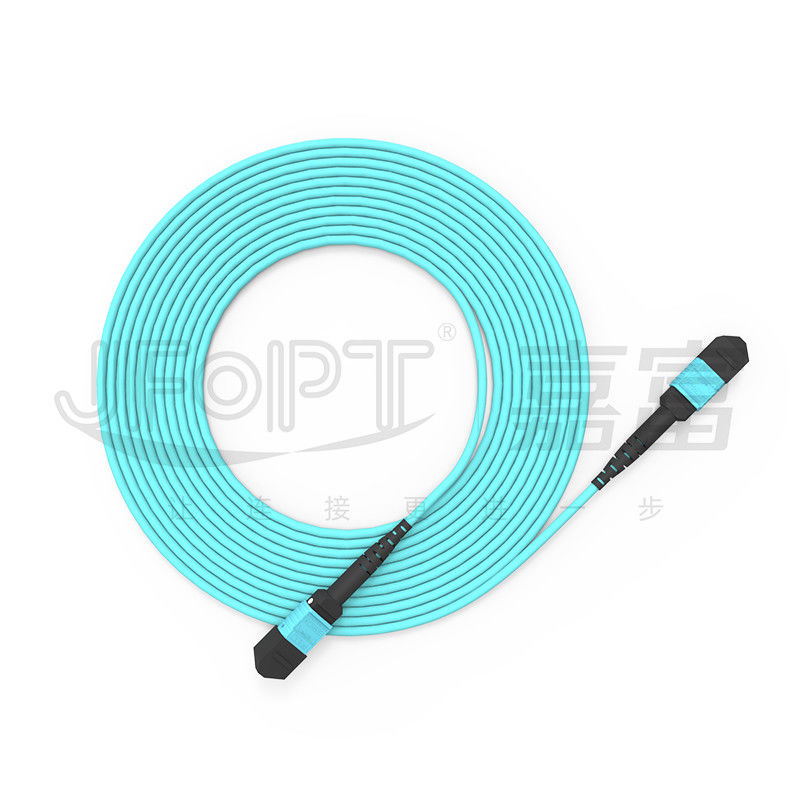 3.0mm LSZH Aqua MTP প্যাচ কর্ড 16 কোর ফাইবার জাম্পার OM3 OM4 OM5 মাল্টিমোড