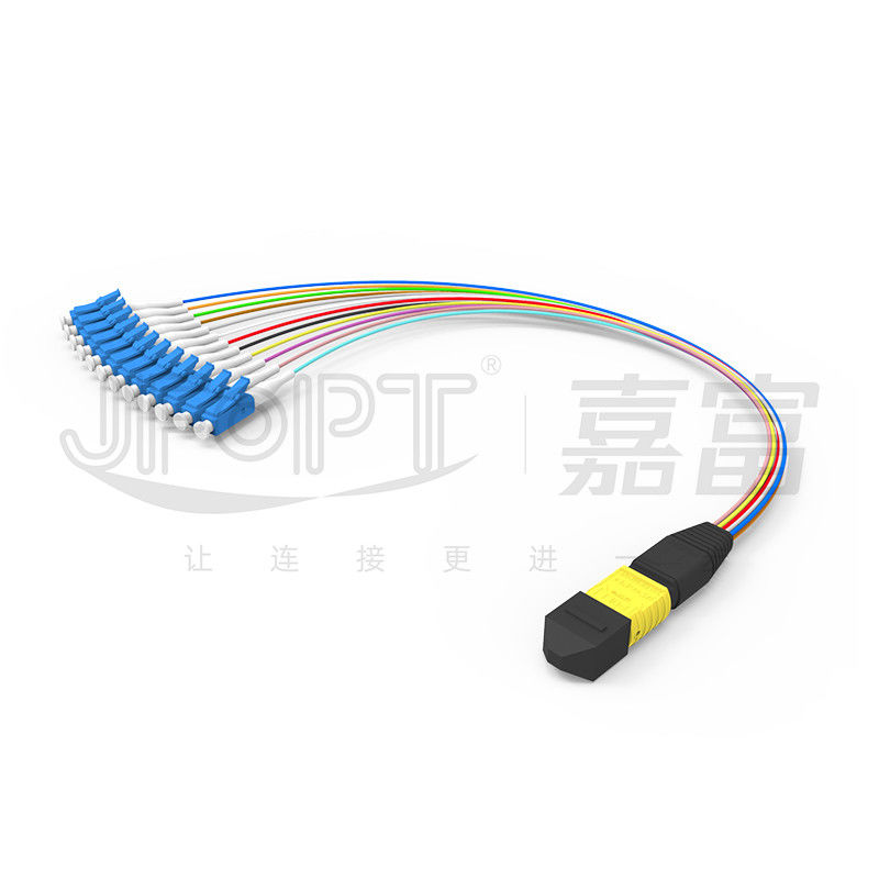 MTP-12 * এলসি ফাইবার অপটিক জাম্পার 12 কোর OS2 G657A1 G657A2 0.9 মিমি ফার্কেশন শাখা