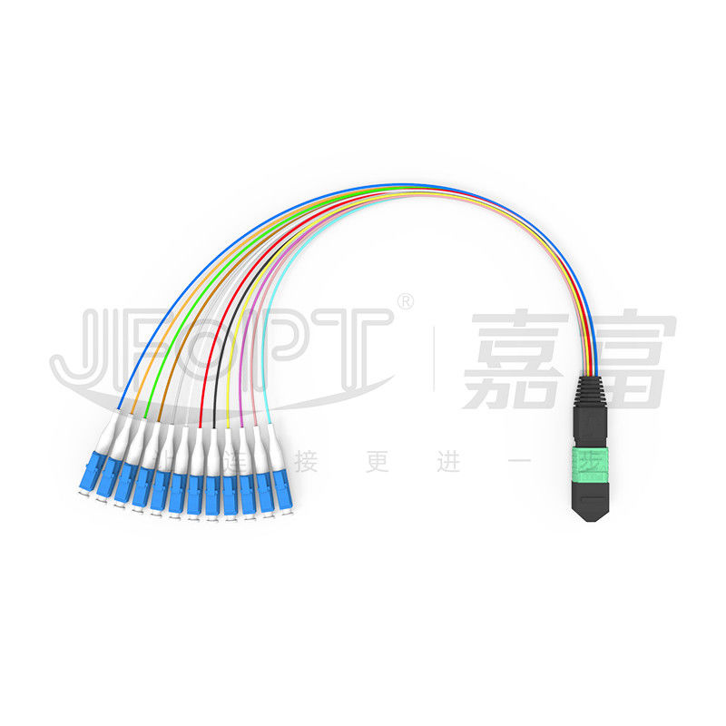 MTP-12 * এলসি ফাইবার অপটিক জাম্পার 12 কোর OS2 G657A1 G657A2 0.9 মিমি ফার্কেশন শাখা
