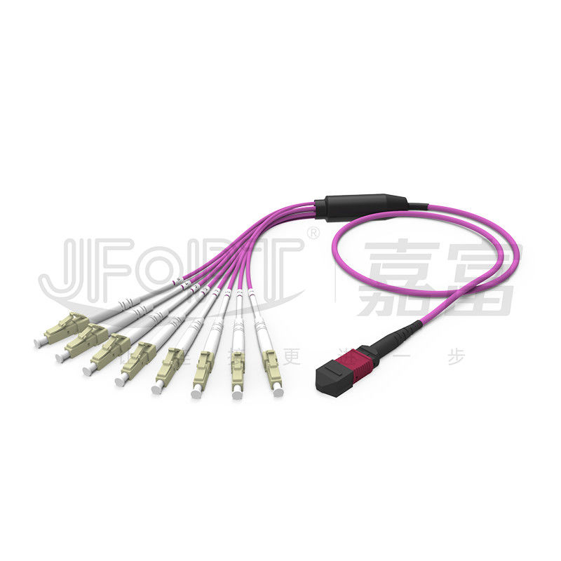 MPO - LC ব্রেকআউট প্যাচ কর্ড 2.0mm Fanout LC DX ক্লিপ MM স্ট্যান্ডার্ড লস ফেরুল সহ