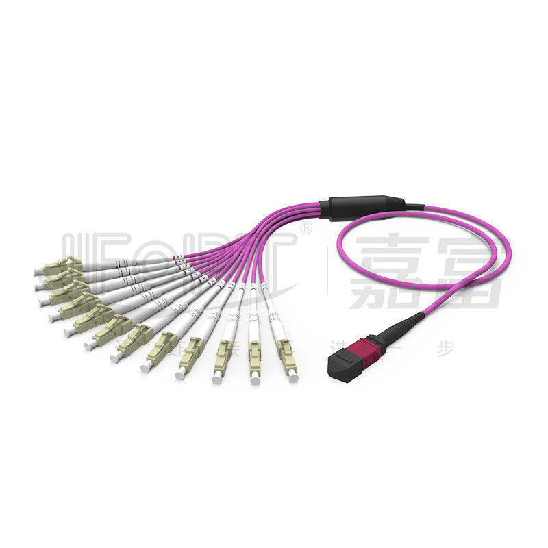MPO - LC ব্রেকআউট প্যাচ কর্ড 2.0mm Fanout LC DX ক্লিপ MM স্ট্যান্ডার্ড লস ফেরুল সহ