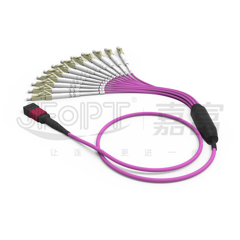 MPO - LC ব্রেকআউট প্যাচ কর্ড 2.0mm Fanout LC DX ক্লিপ MM স্ট্যান্ডার্ড লস ফেরুল সহ