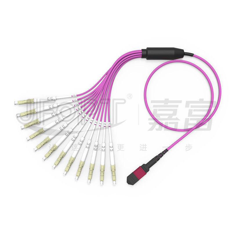 MPO - LC ব্রেকআউট প্যাচ কর্ড 2.0mm Fanout LC DX ক্লিপ MM স্ট্যান্ডার্ড লস ফেরুল সহ