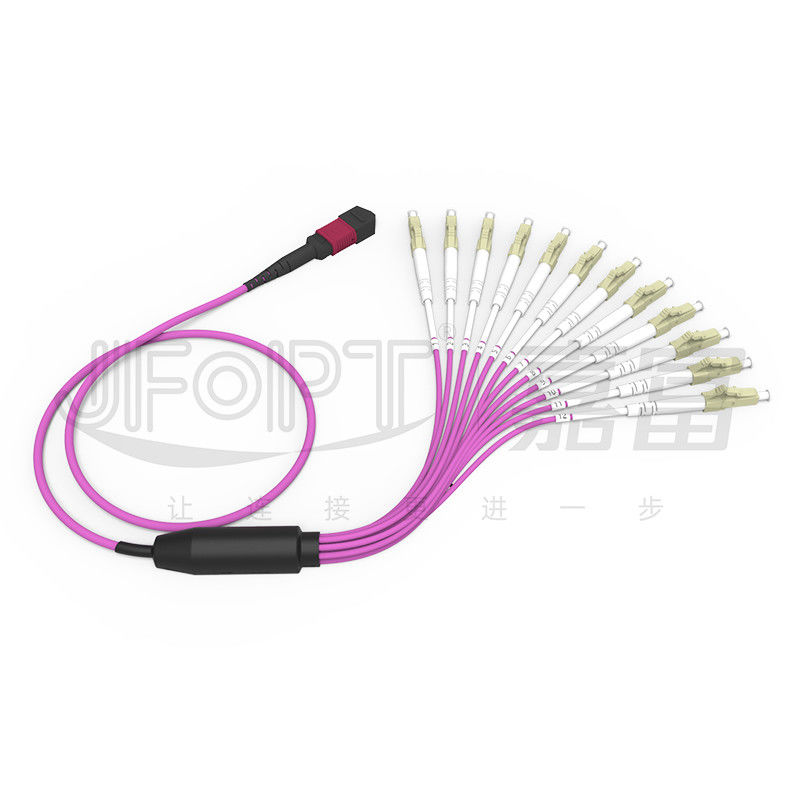 MPO - LC ব্রেকআউট প্যাচ কর্ড 2.0mm Fanout LC DX ক্লিপ MM স্ট্যান্ডার্ড লস ফেরুল সহ
