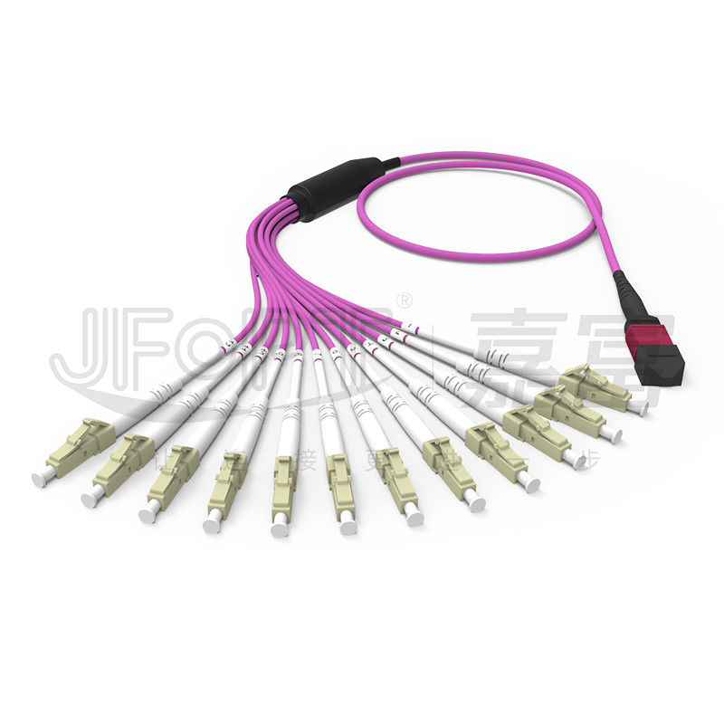 MPO - LC ব্রেকআউট প্যাচ কর্ড 2.0mm Fanout LC DX ক্লিপ MM স্ট্যান্ডার্ড লস ফেরুল সহ