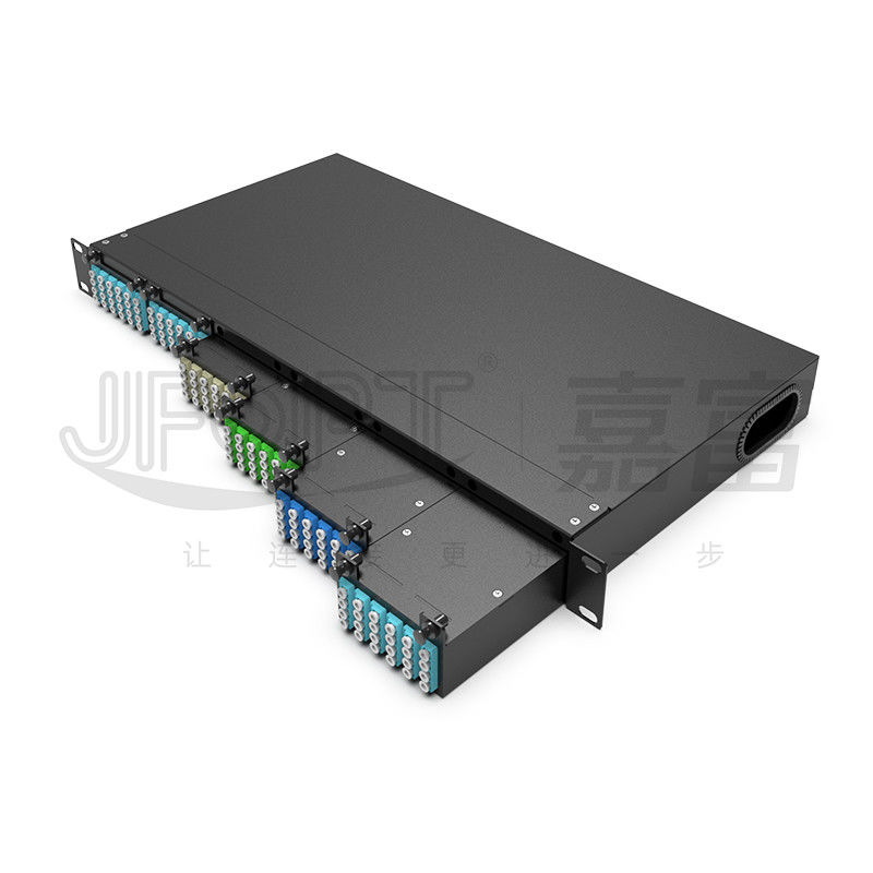 1pc 24 কোর বা 2pcs 12 কোর MPO-LC কেবল সহ র্যাক মাউন্ট ফাইবার প্যাচ প্যানেল 6pcs MPO ক্যাসেট