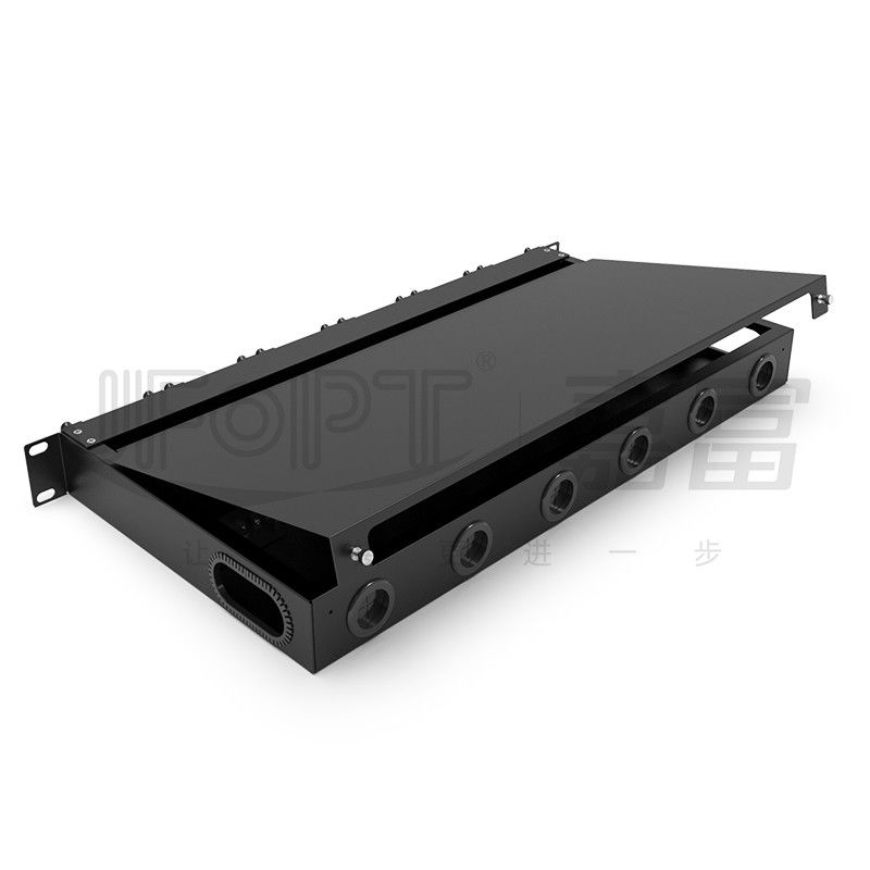 1pc 24 কোর বা 2pcs 12 কোর MPO-LC কেবল সহ র্যাক মাউন্ট ফাইবার প্যাচ প্যানেল 6pcs MPO ক্যাসেট